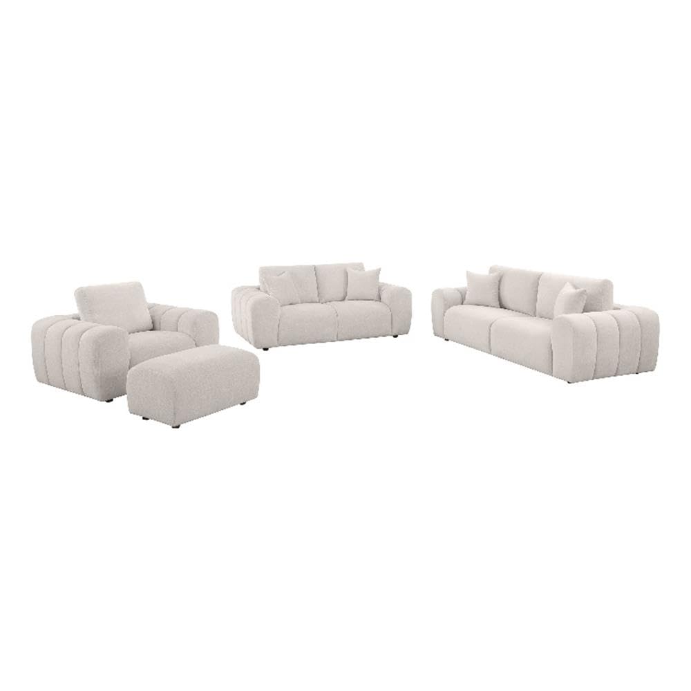 4-Piece Chenille Sofa Set with Ottoman