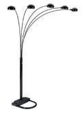 84"h 5 Light Arch Floor Lamp in Black Finish