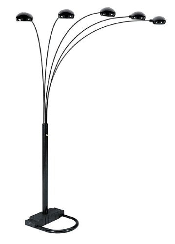 84"h 5 Light Arch Floor Lamp in Black Finish