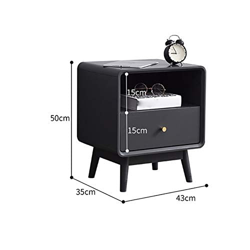 DDYYDS Bedside Table Solid Wood Bedroom, Stylish Two-Drawer Mini
