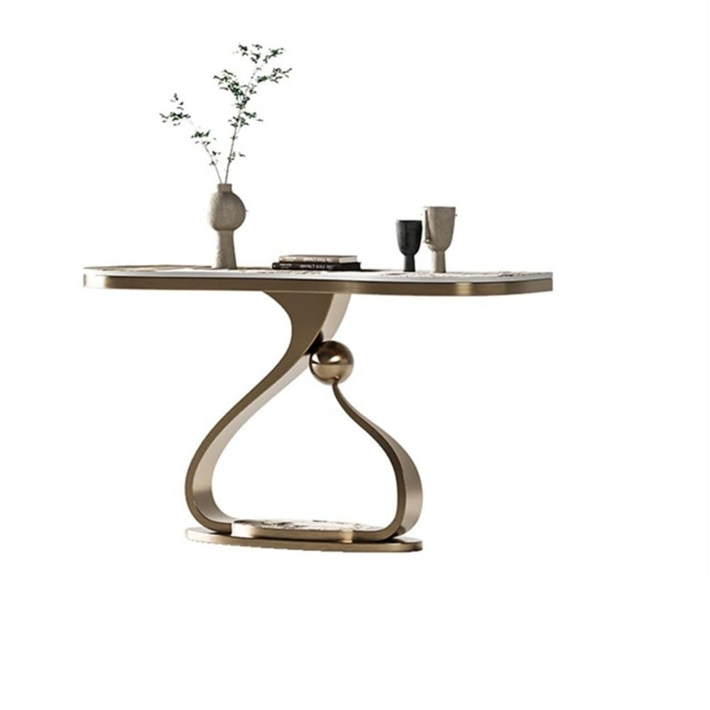 Modern Faux Marble Geometric Console Table