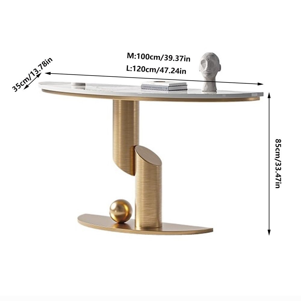 Narrow Faux Marble Console Table