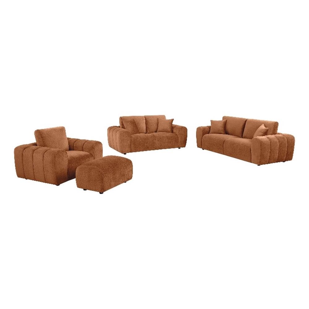 4-Piece Chenille Sofa Set with Ottoman