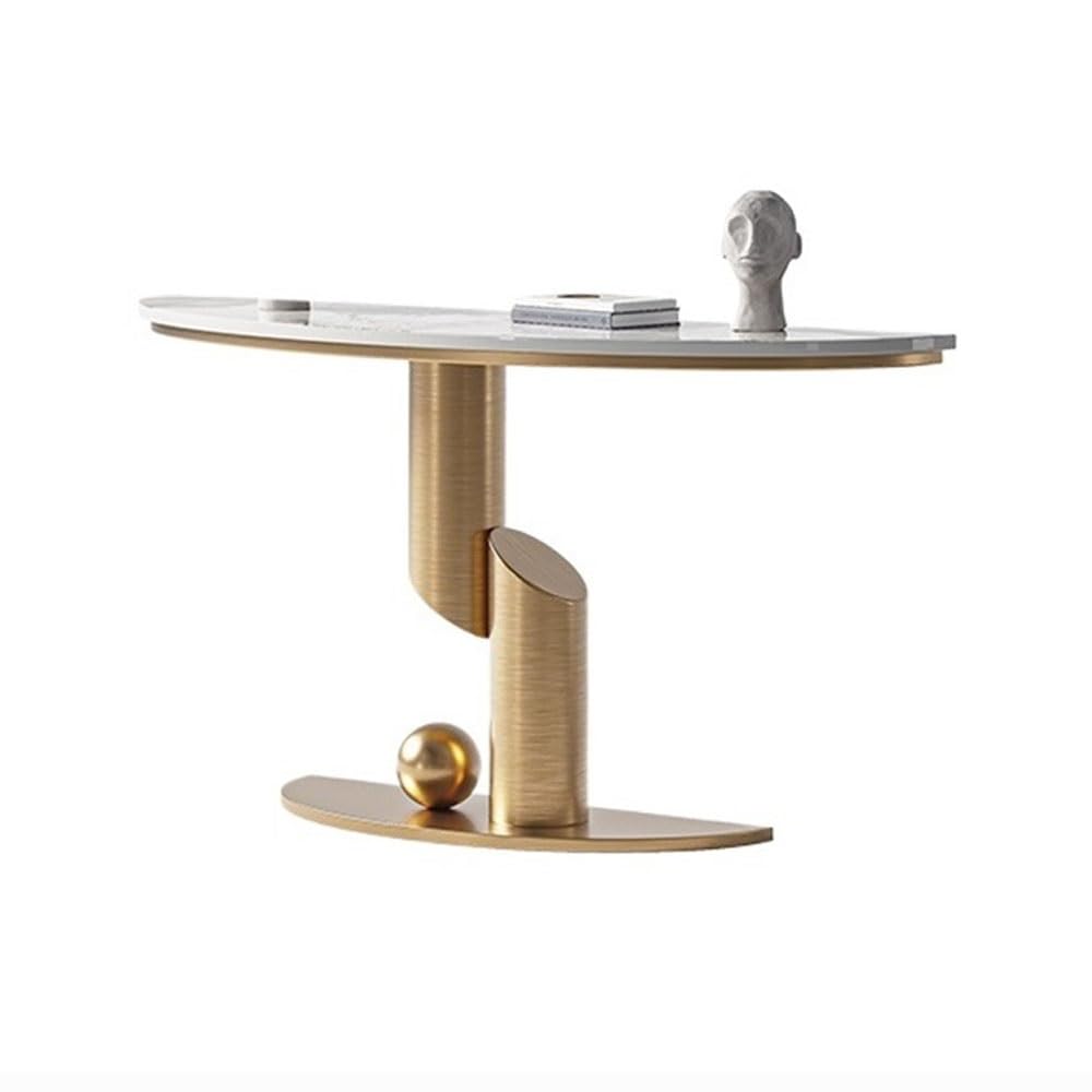 Narrow Faux Marble Console Table