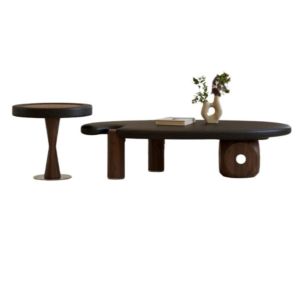 Modern Sculptural Round Coffee Table Set