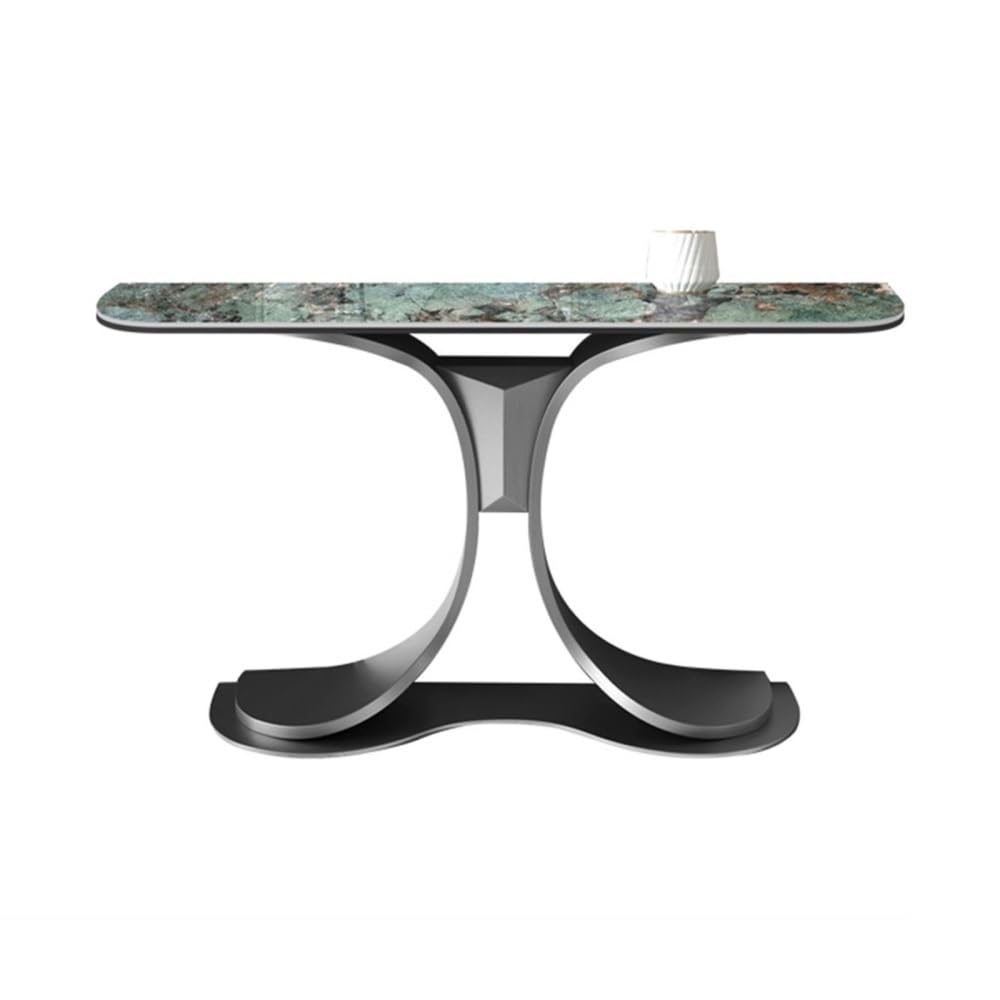 Modern Console Table with Marble Top & Steel Base for Entryway