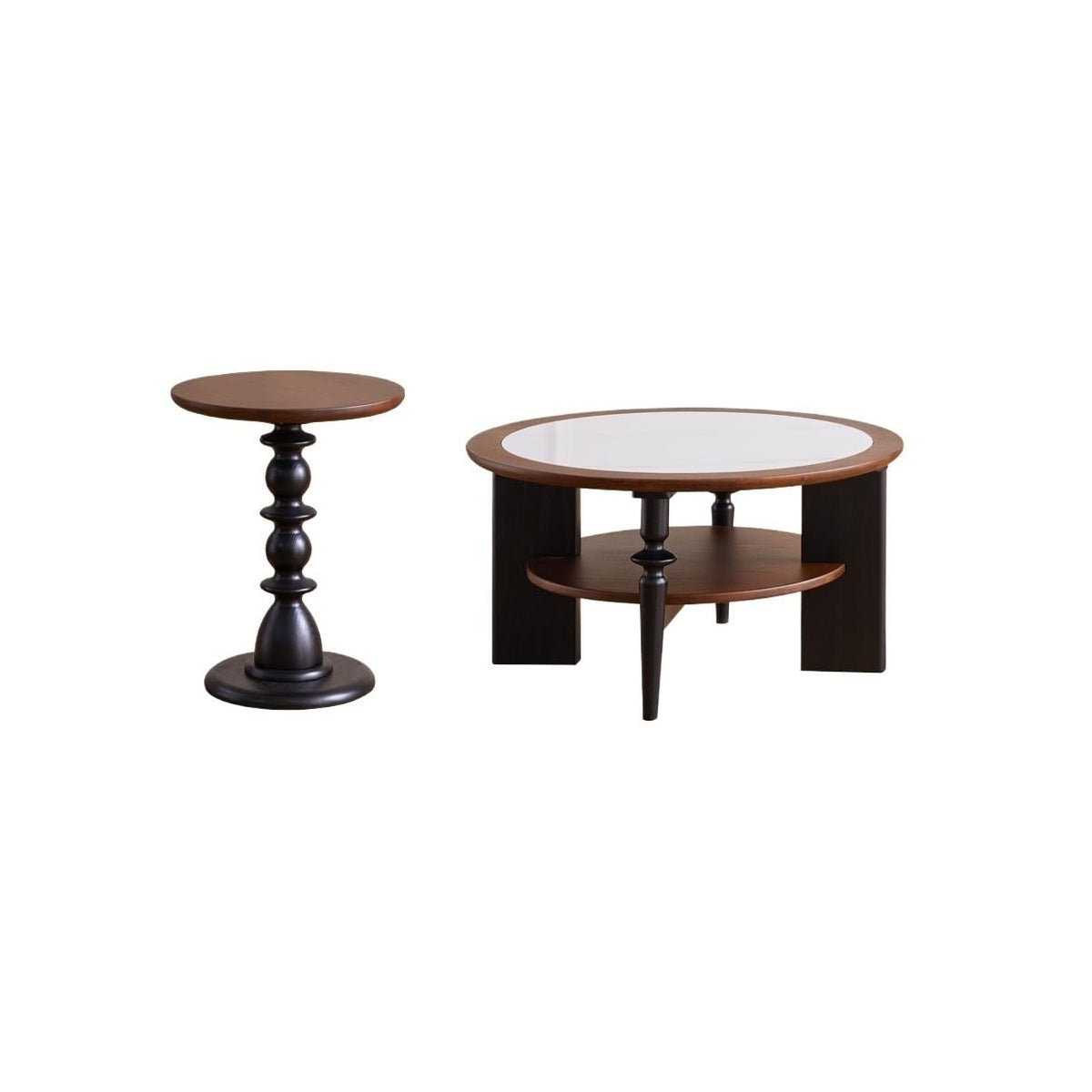 Retro Solid Wood Coffee Table Set
