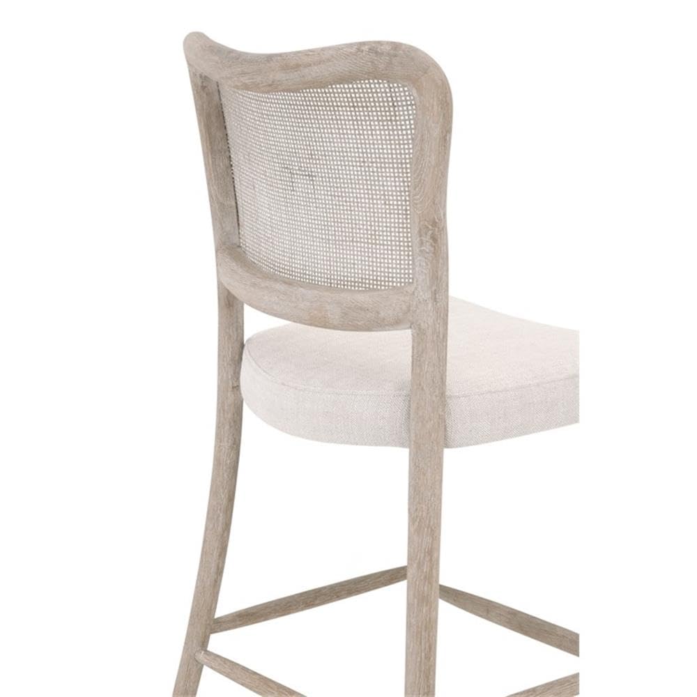 Linen Counter Stool with Cane Back