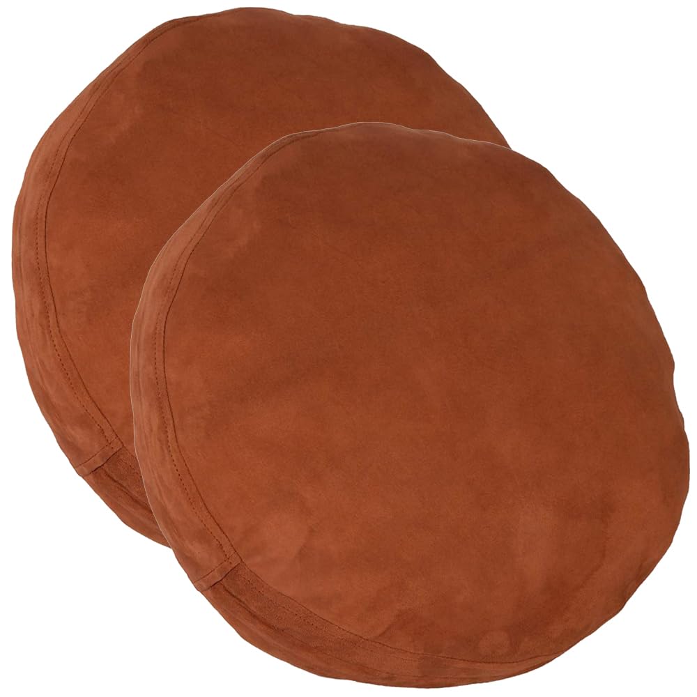 Round Lambskin Leather Pillow Cover