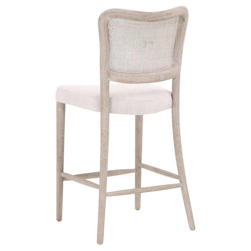Linen Counter Stool with Cane Back