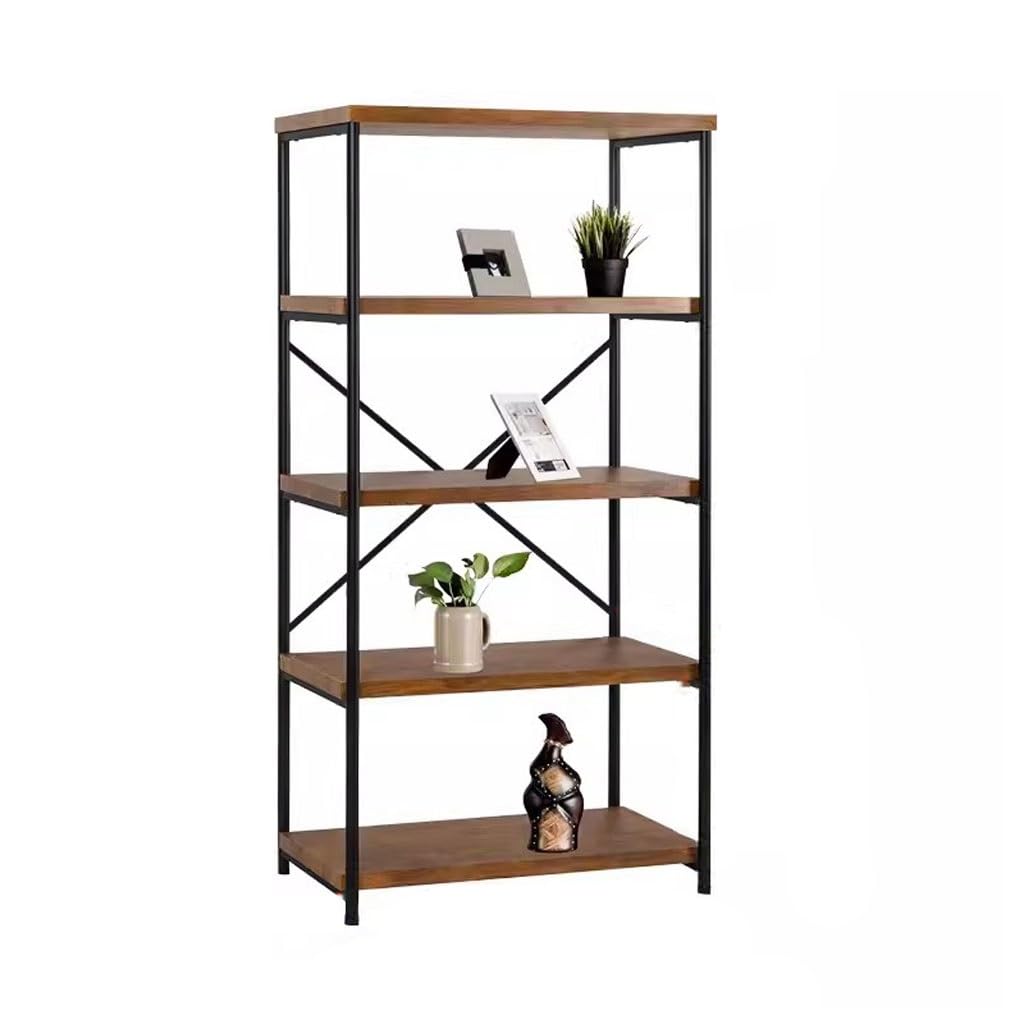 Solid Wood & Iron Multi-Tier Bookshelf