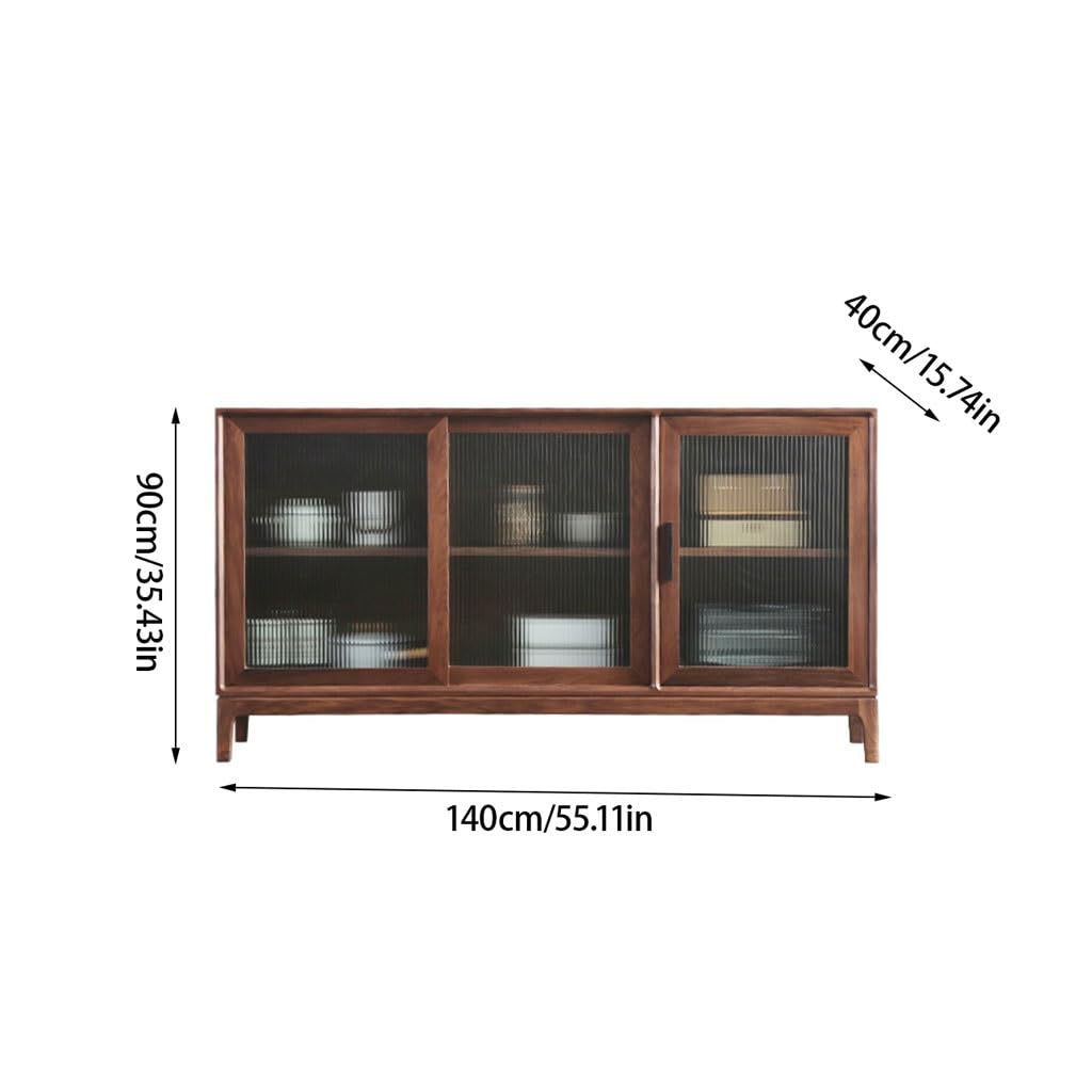 Black Walnut Sideboard with Glass Doors