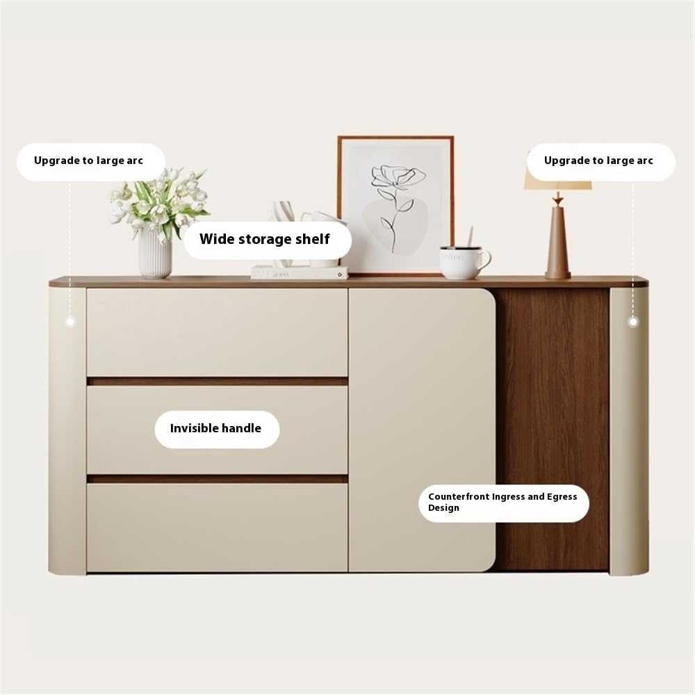 Handle-Free Buffet Storage Cabinet with Drawers