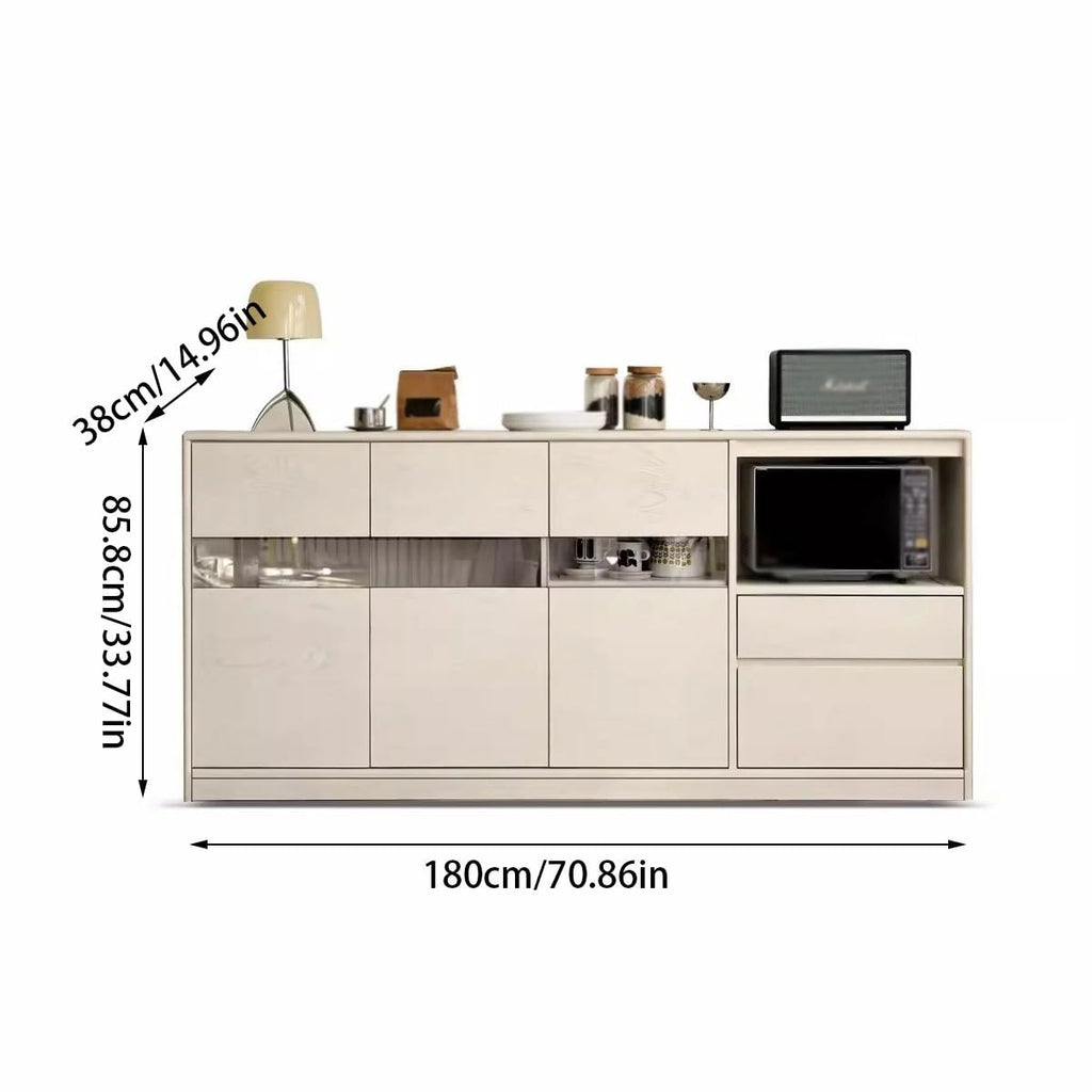White Solid Wood Sideboard Cabinet with Drawers