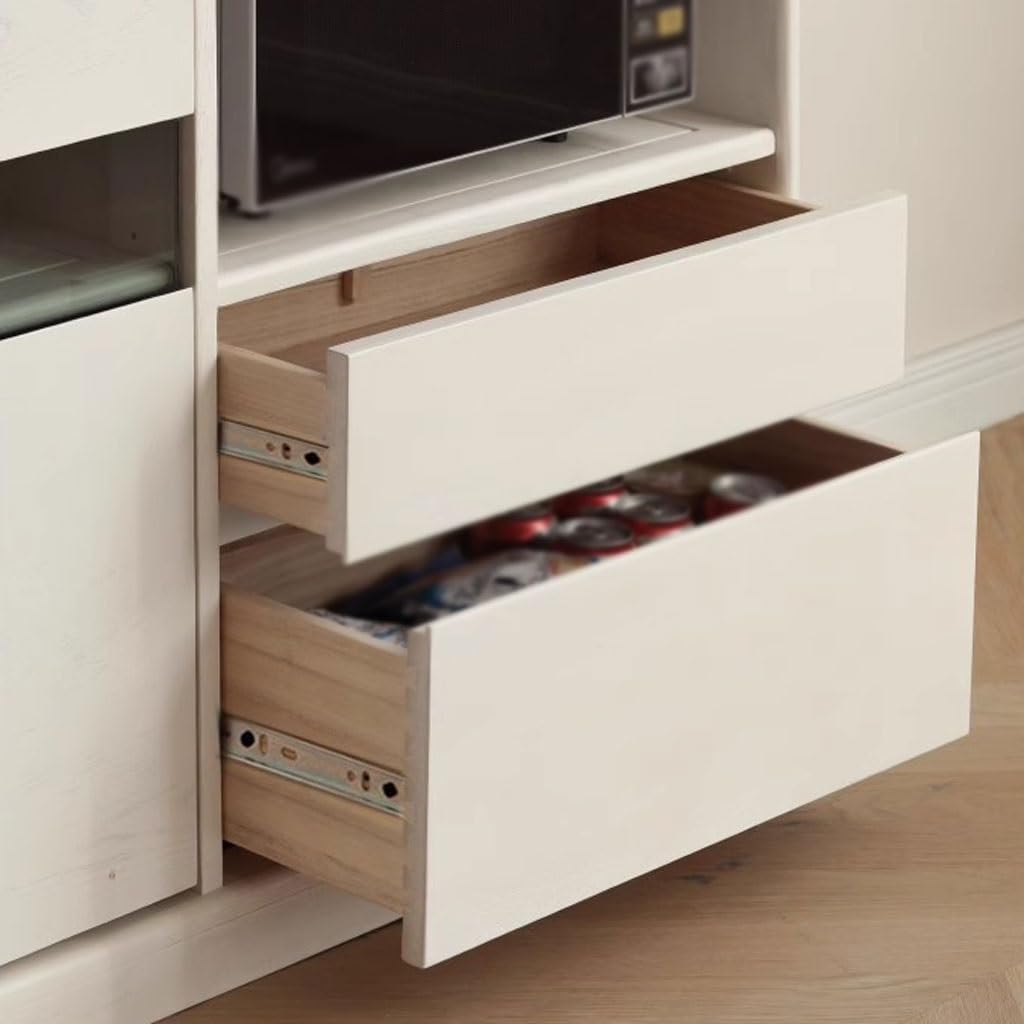 White Solid Wood Sideboard Cabinet with Drawers