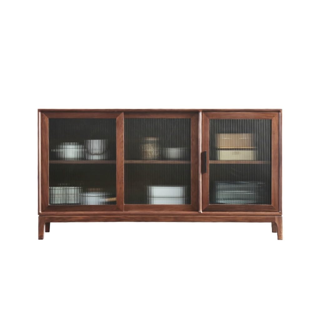 Black Walnut Sideboard with Glass Doors