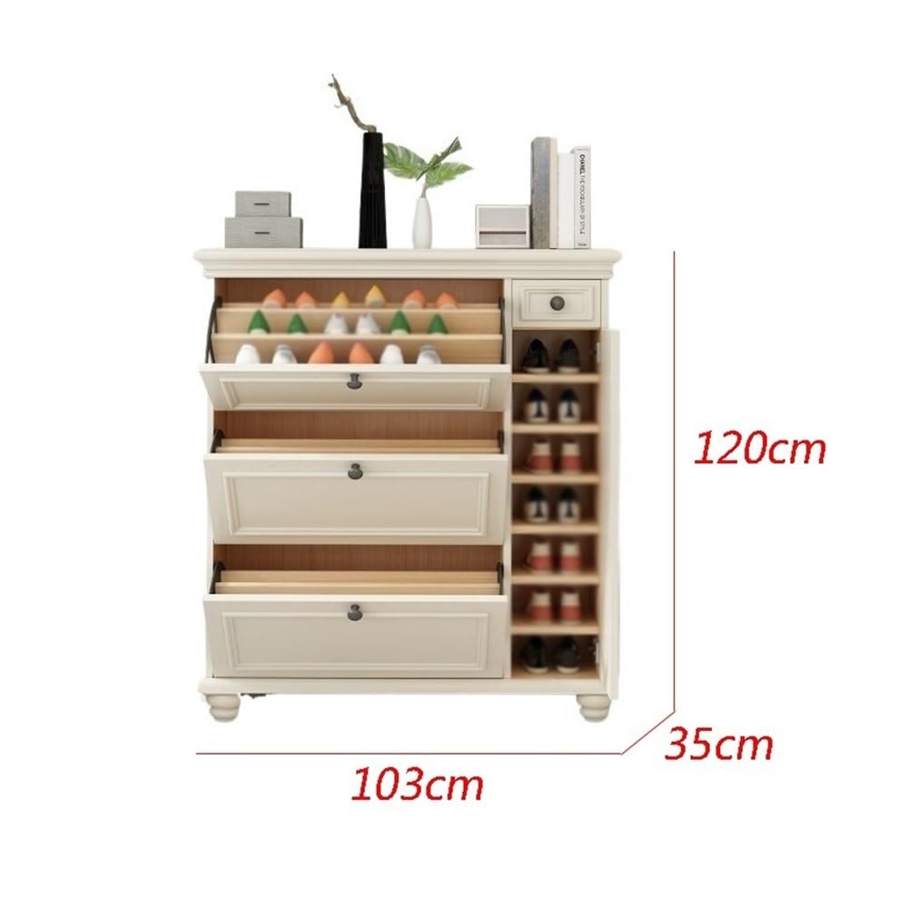 Slim Flip-Drawer Entryway Shoe Cabinet