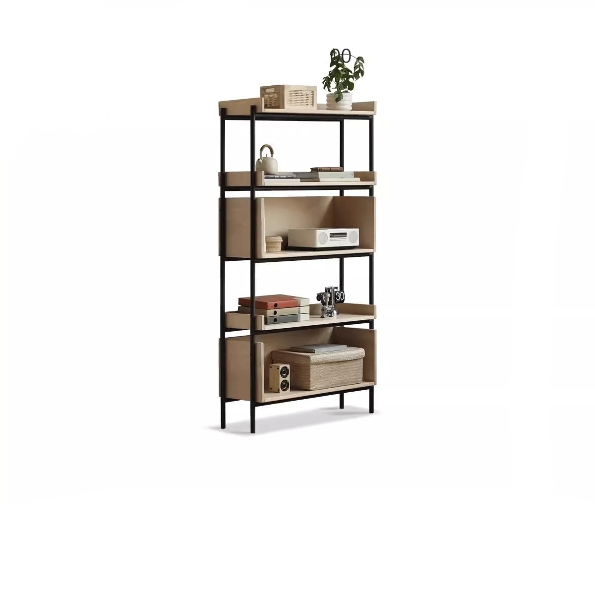 Solid Wood & Metal Display Bookshelf