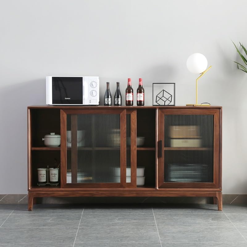 Black Walnut Sideboard with Glass Doors