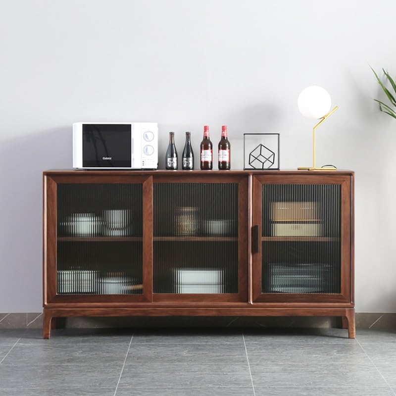Black Walnut Sideboard with Glass Doors