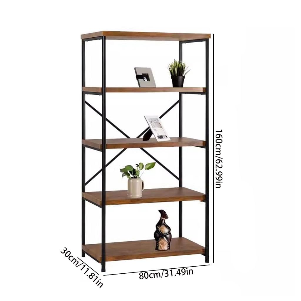 Solid Wood & Iron Multi-Tier Bookshelf