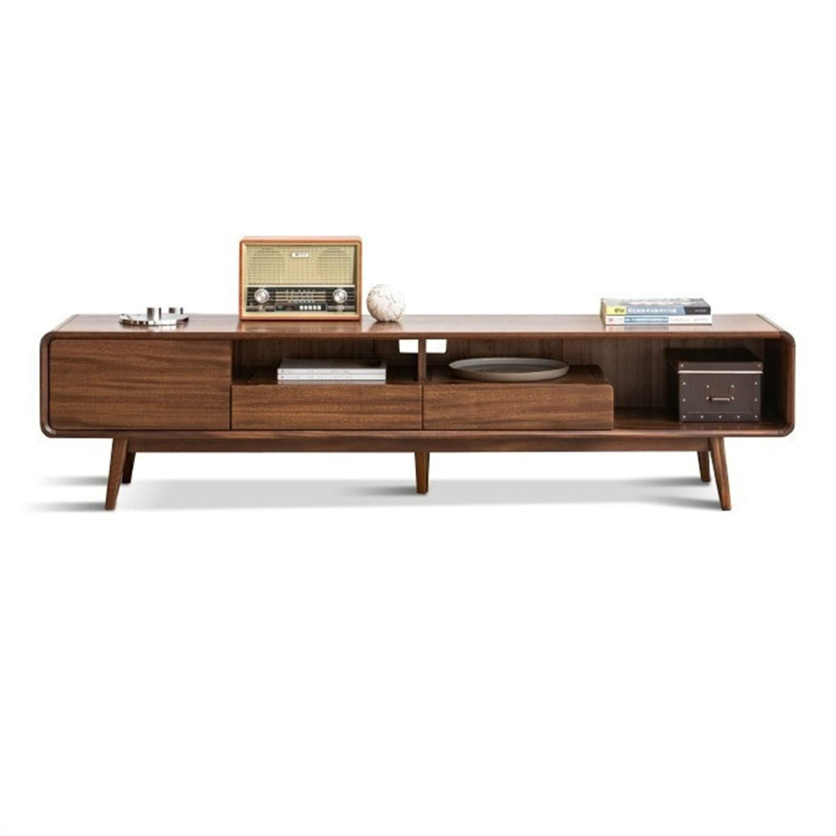 Minimalist Walnut TV Stand with Storage