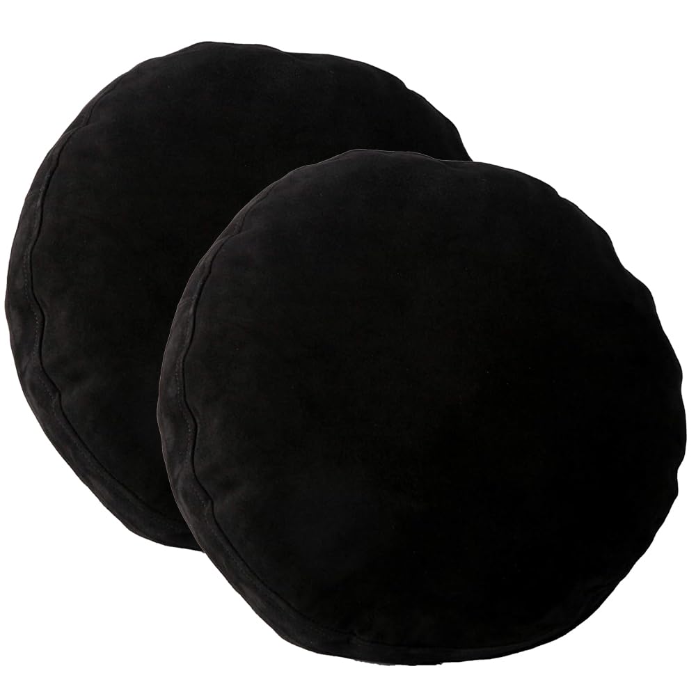 Round Lambskin Leather Pillow Cover