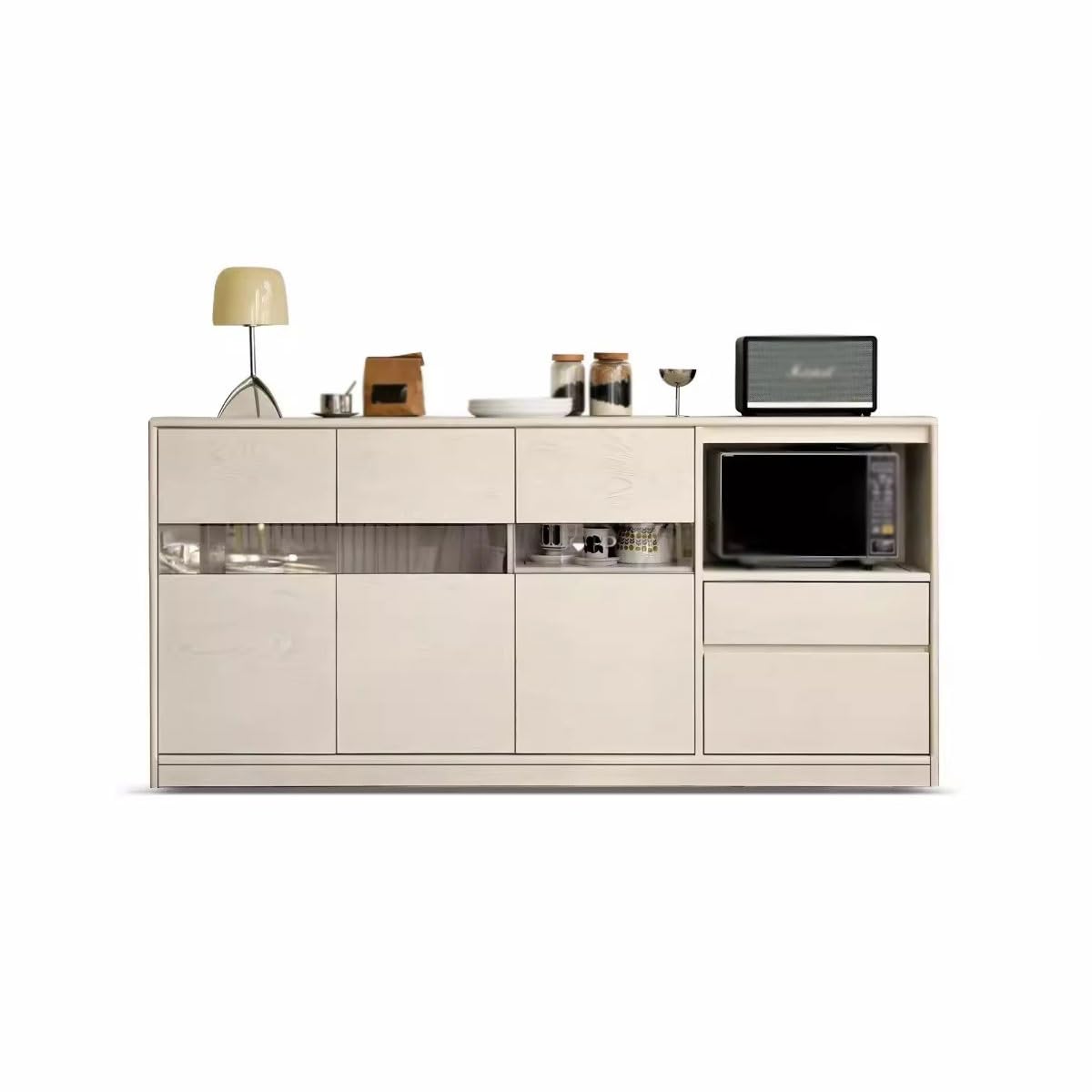 White Solid Wood Sideboard Cabinet with Drawers