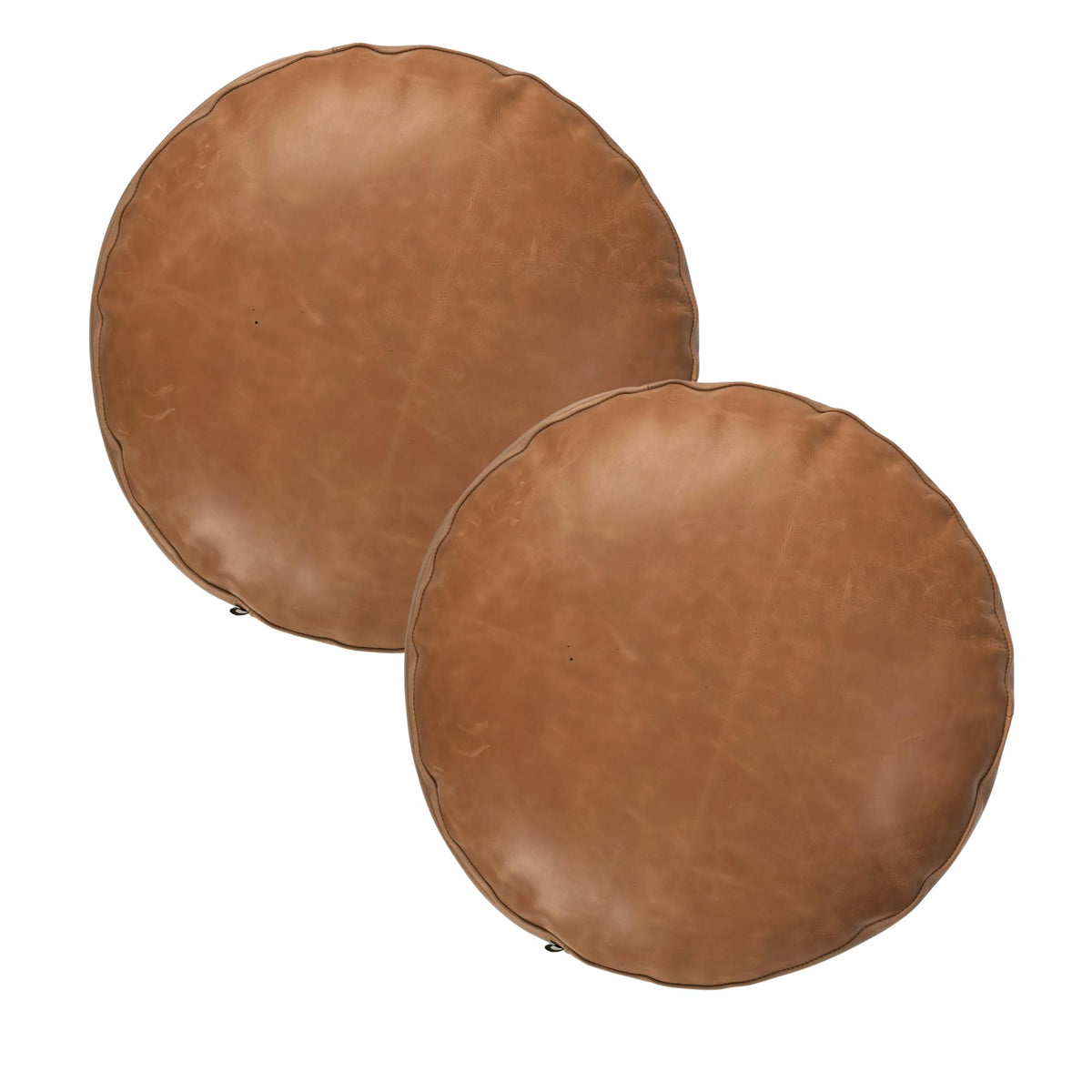 Round Lambskin Leather Pillow Cover