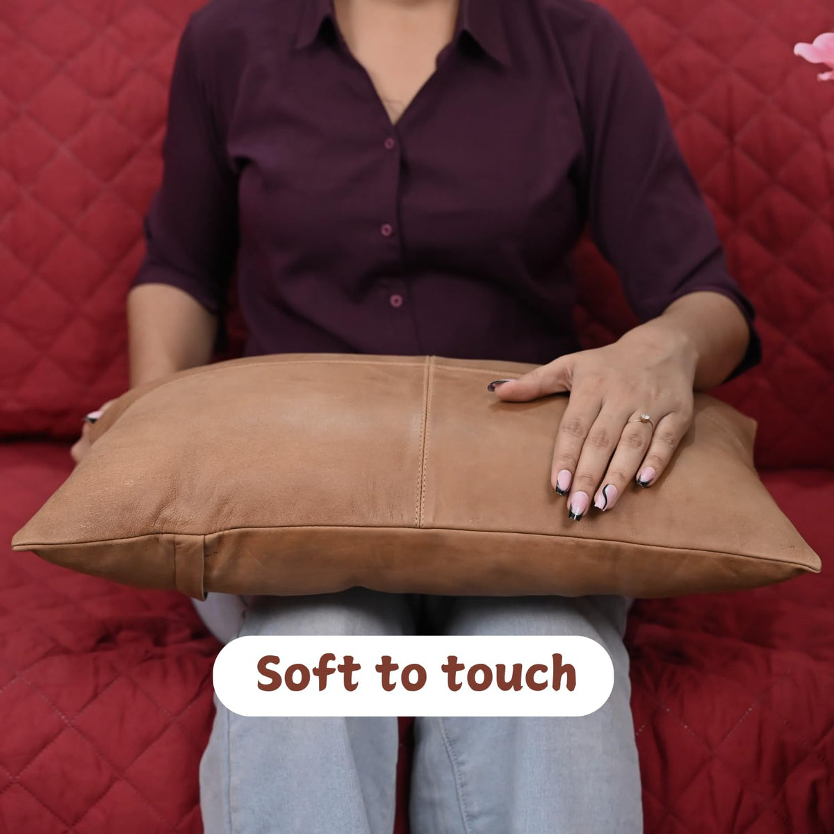 Lambskin Leather Throw Pillow Cover