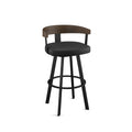 Upholstered Swivel Bar Stool with Wood Back