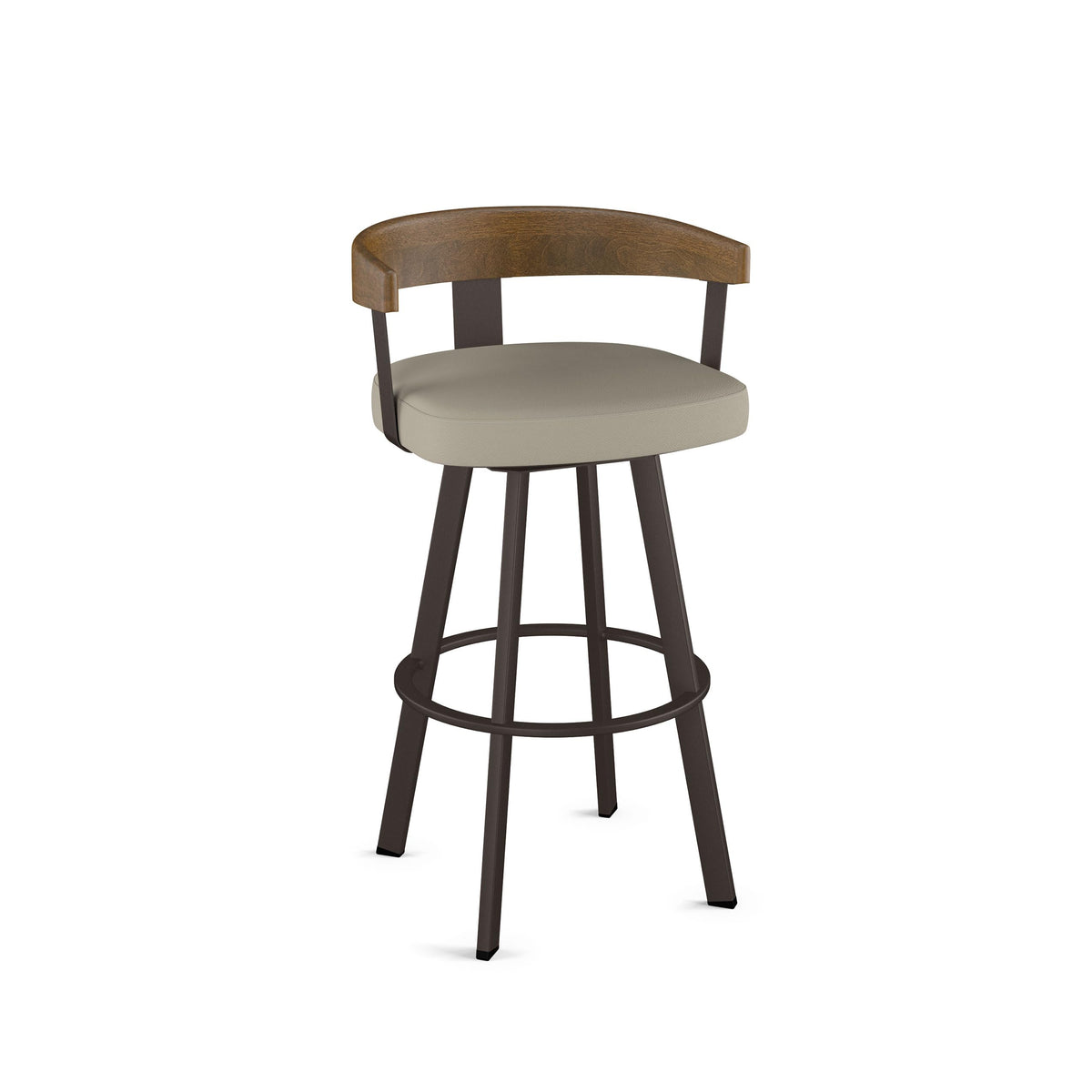Upholstered Swivel Bar Stool with Wood Back