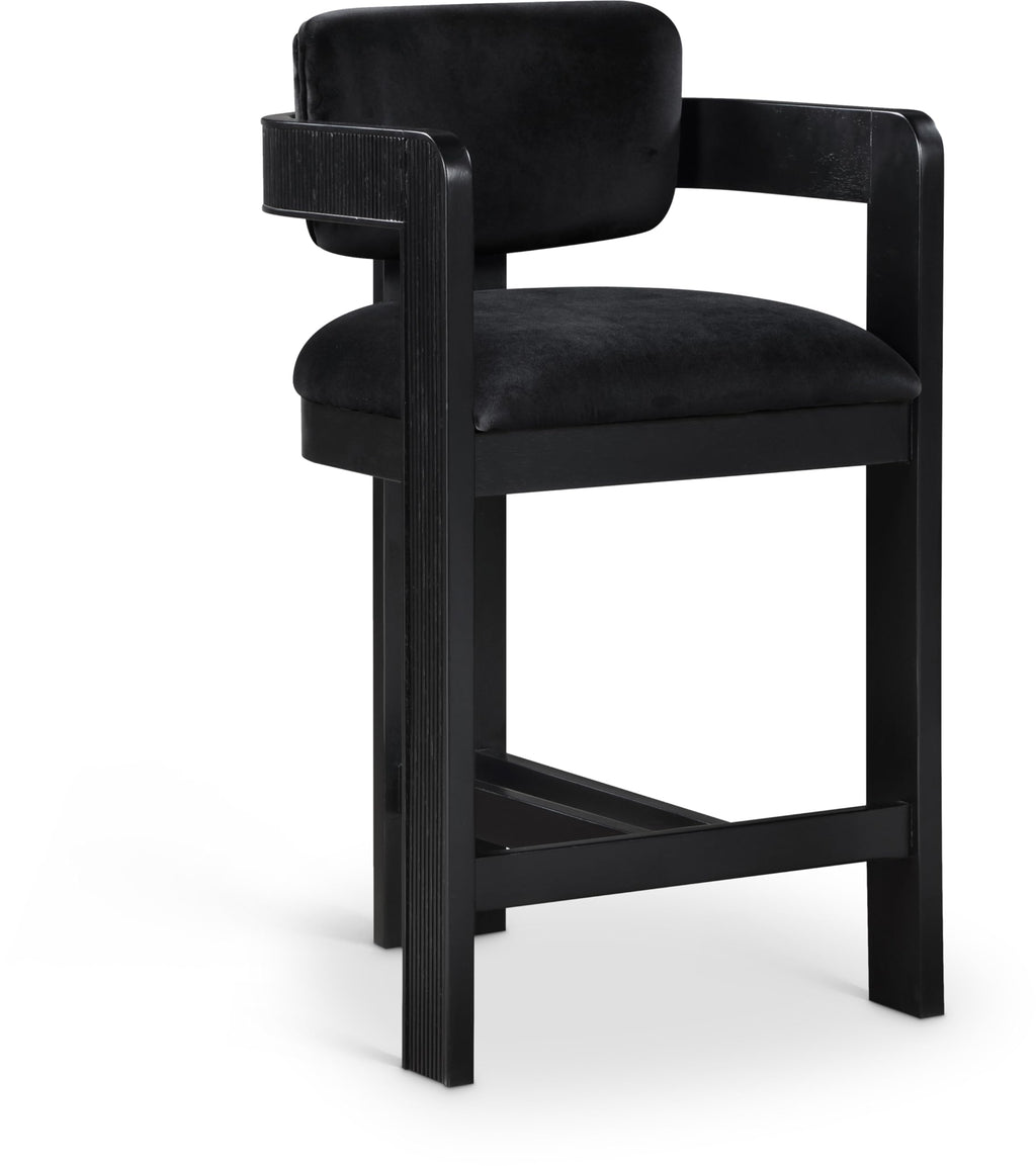 Meridian Furniture Sacha Velvet/Rubberwood Counter Stool