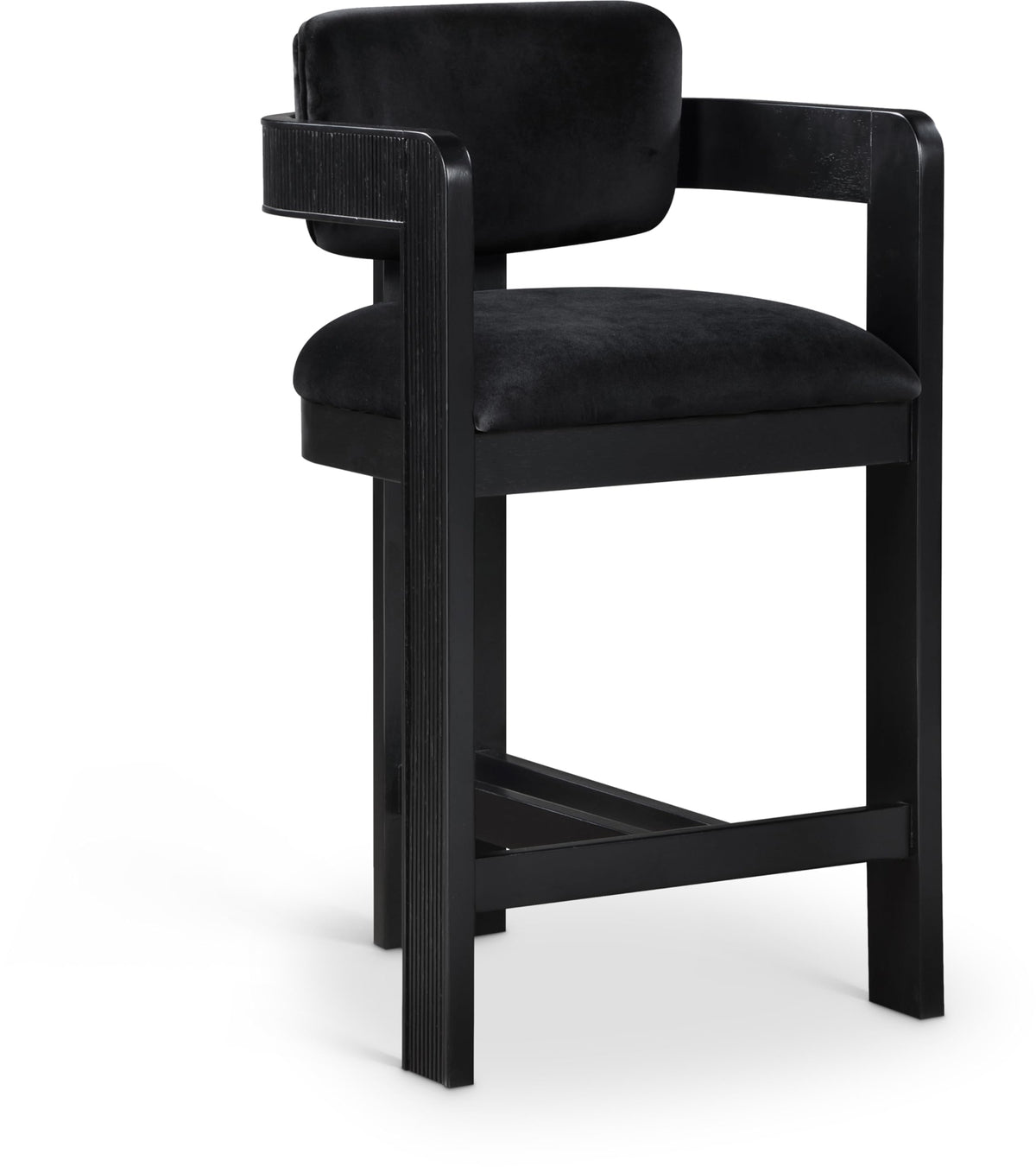 Meridian Furniture Sacha Velvet/Rubberwood Counter Stool