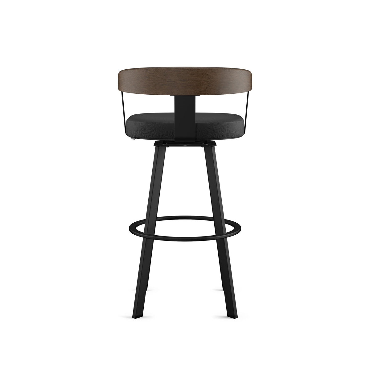 Upholstered Swivel Bar Stool with Wood Back