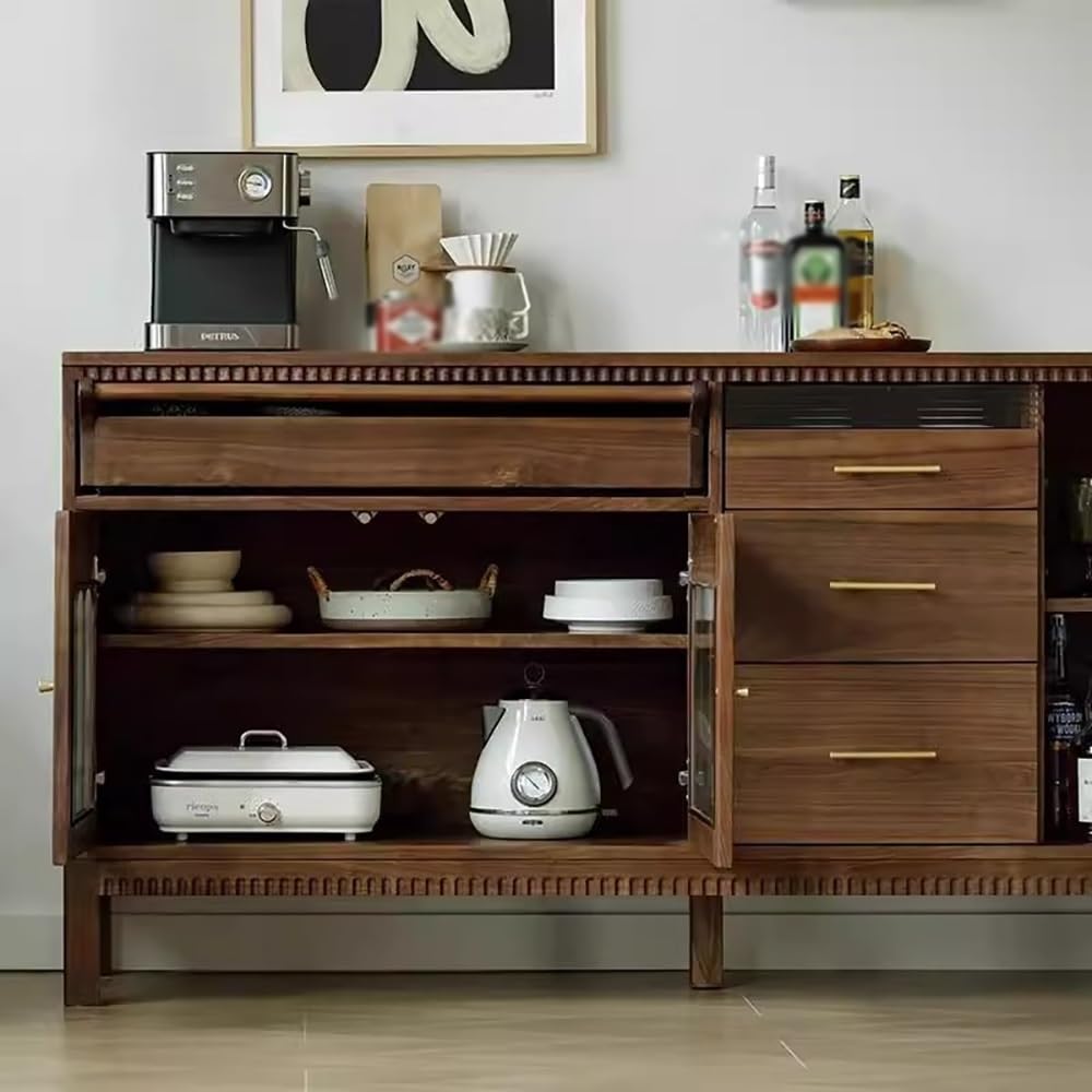 Retro Black Walnut Sideboard Cabinet
