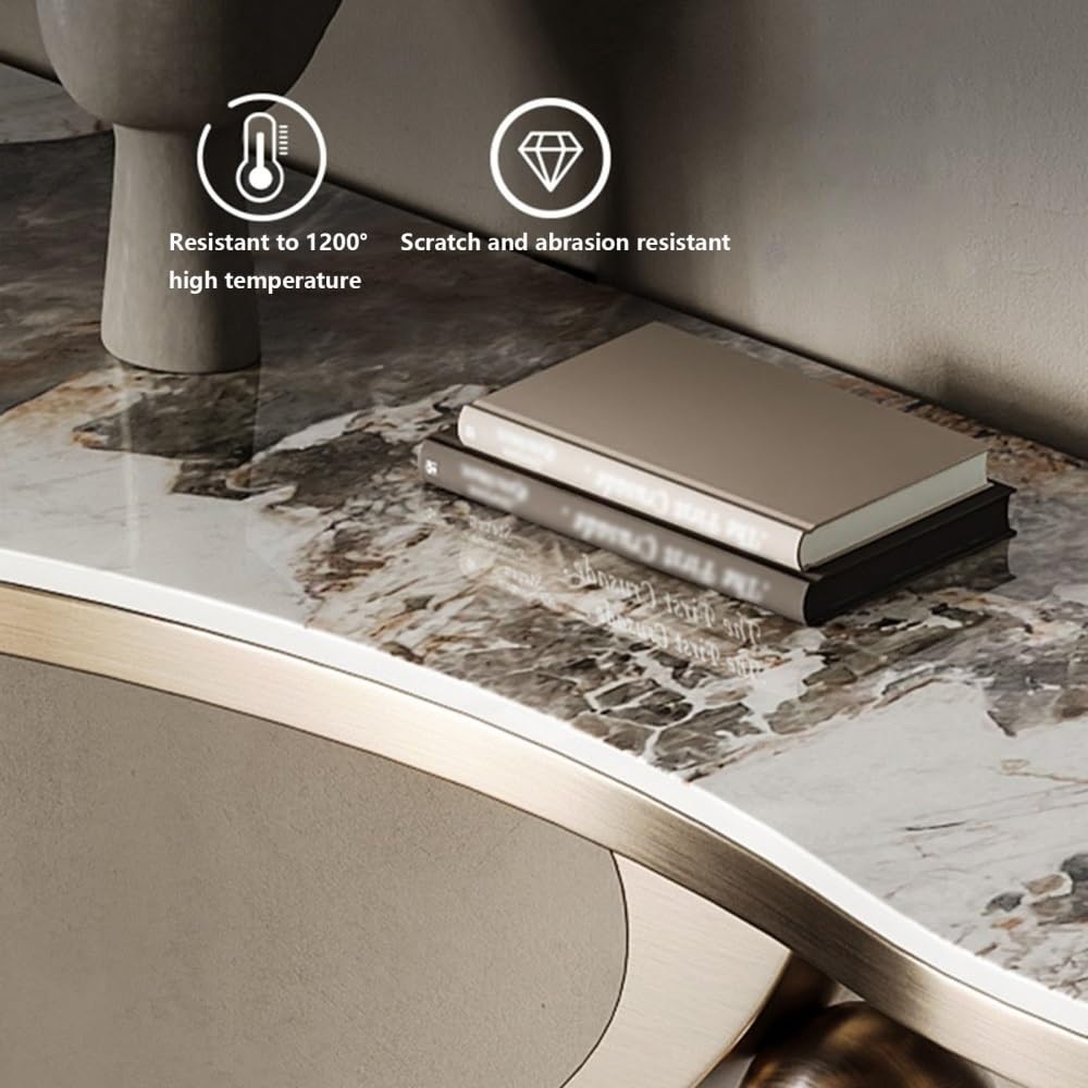 Modern Faux Marble Geometric Console Table