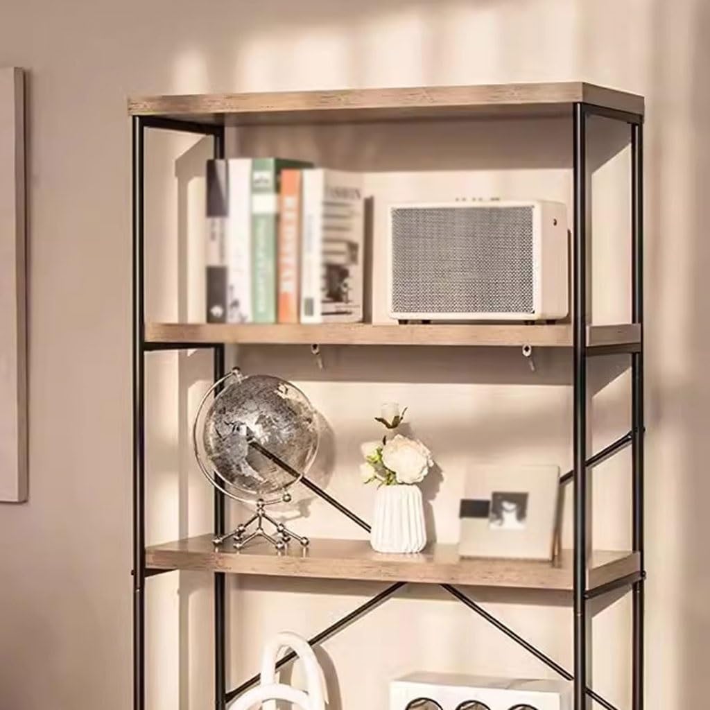 Solid Wood & Iron Multi-Tier Bookshelf