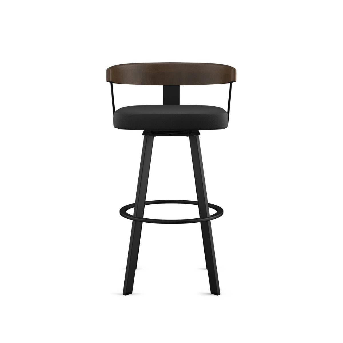 Upholstered Swivel Bar Stool with Wood Back