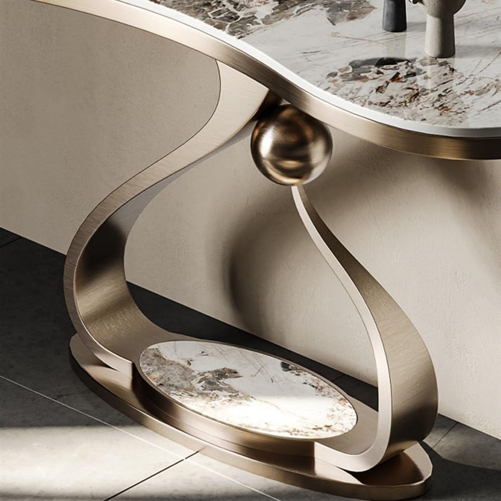 Modern Faux Marble Geometric Console Table