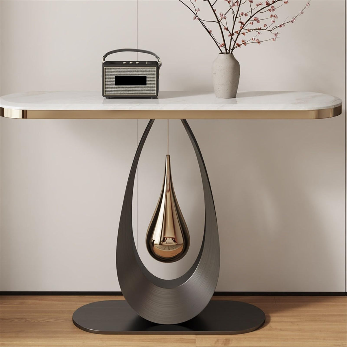 Narrow Marble Wall-Mounted Console Table