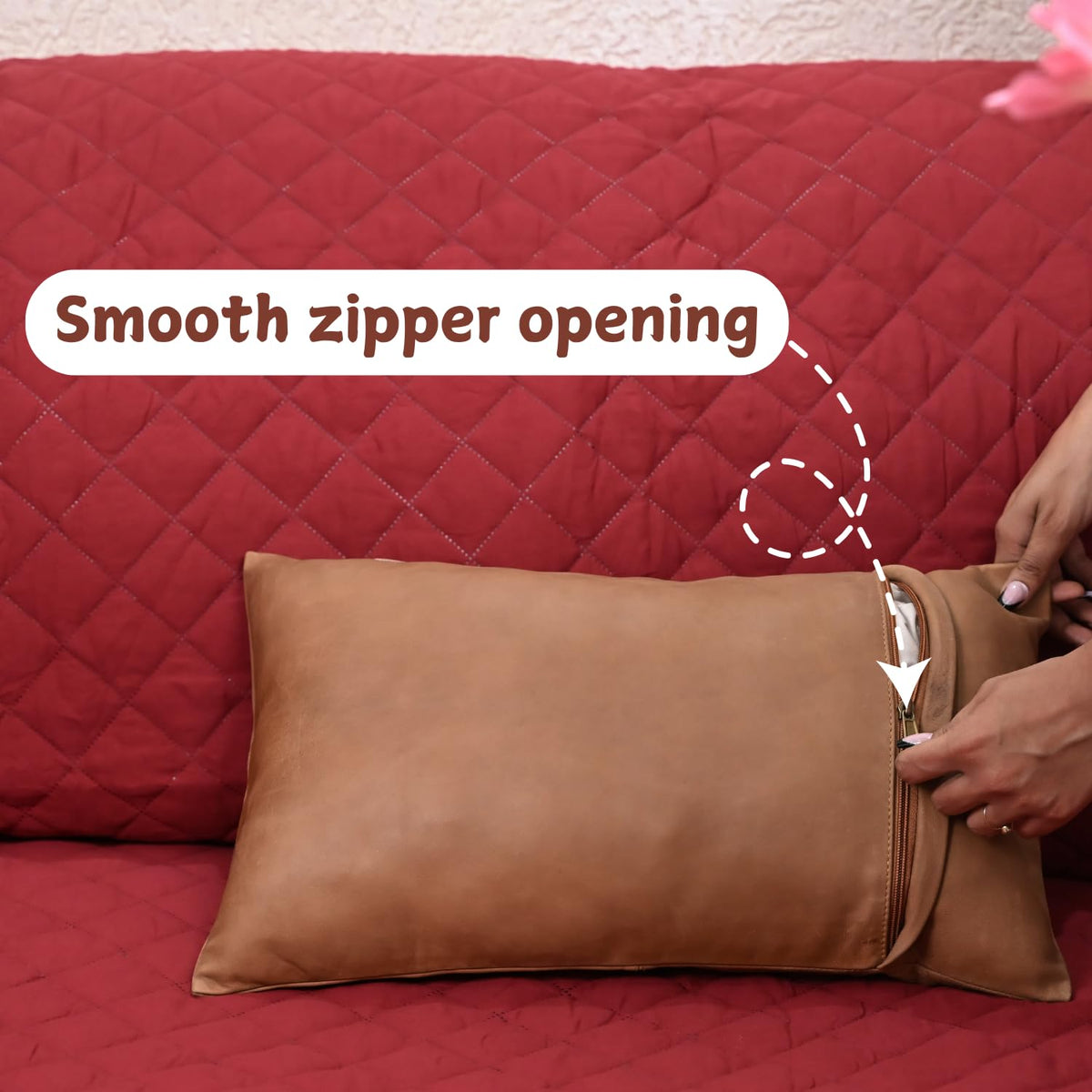 Lambskin Leather Throw Pillow Cover