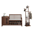 Solid Wood Entryway Shoe Bench with Coat Rack