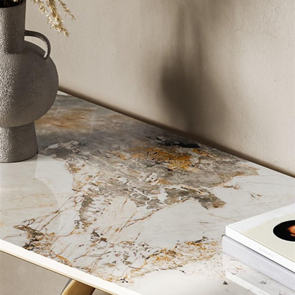 Narrow Faux Marble Console Table