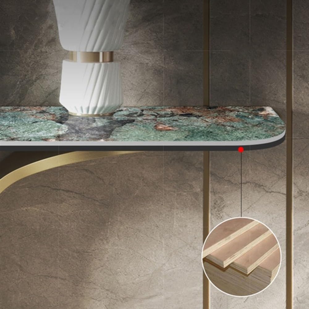 Modern Console Table with Marble Top & Steel Base for Entryway