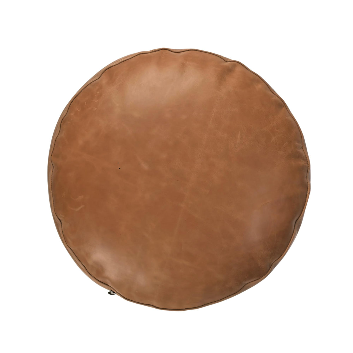 Round Lambskin Leather Pillow Cover