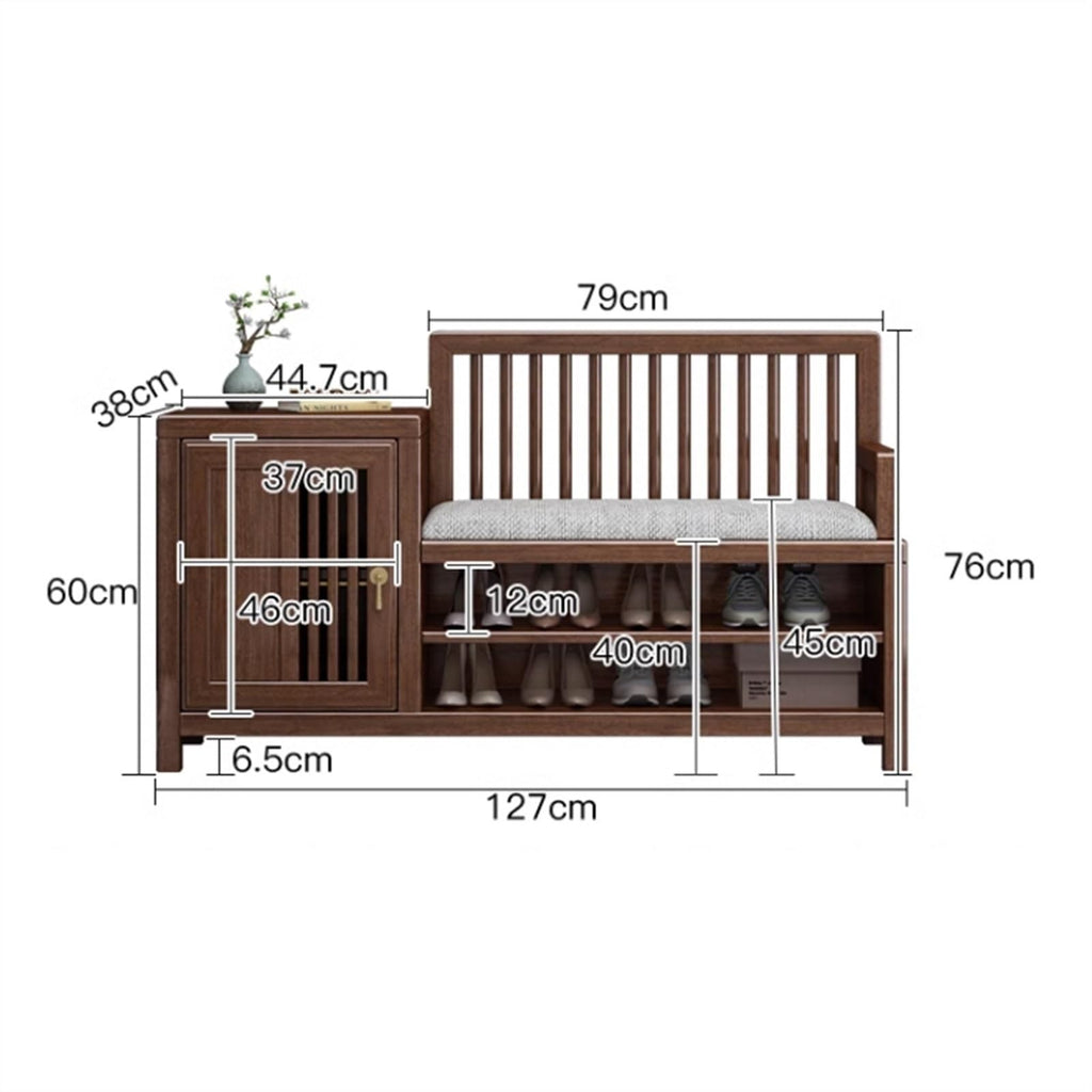 Solid Wood Entryway Shoe Bench with Coat Rack