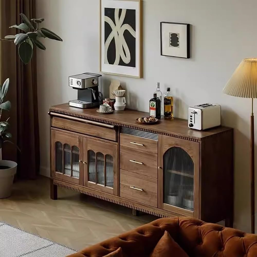 Retro Black Walnut Sideboard Cabinet