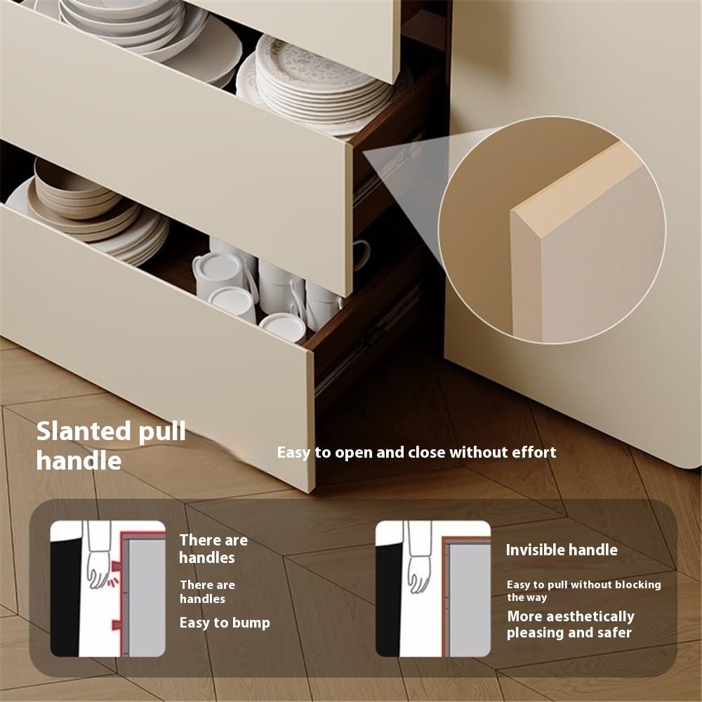 Handle-Free Buffet Storage Cabinet with Drawers