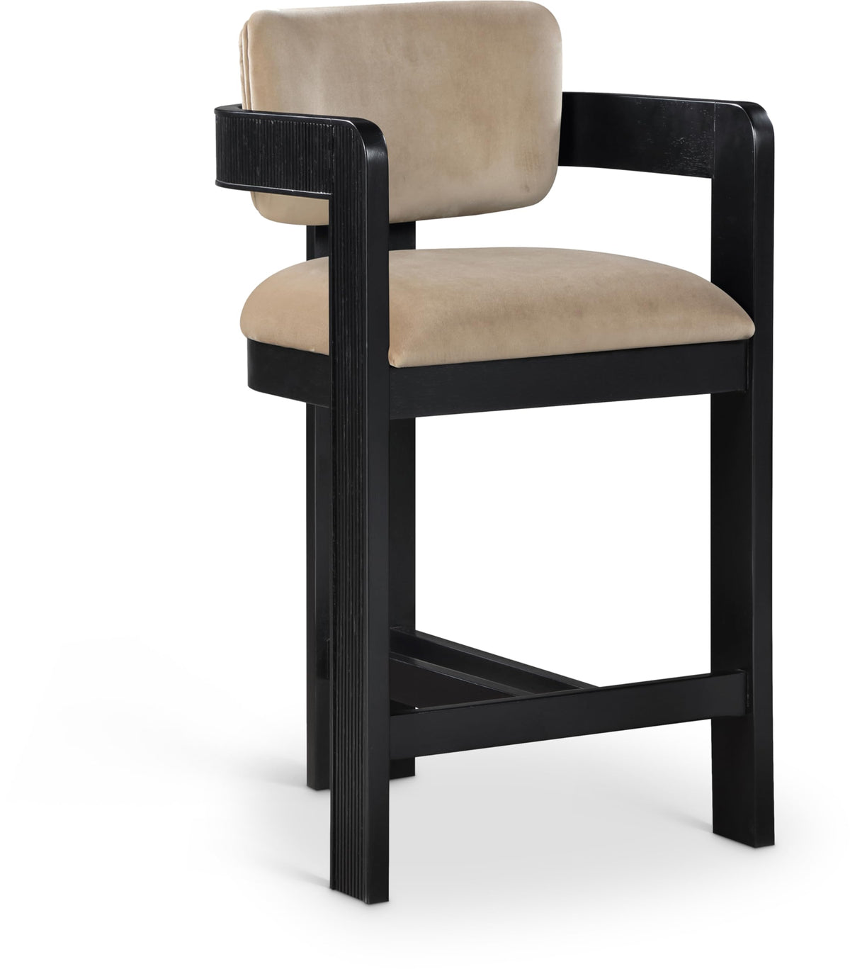 Meridian Furniture Sacha Velvet/Rubberwood Counter Stool